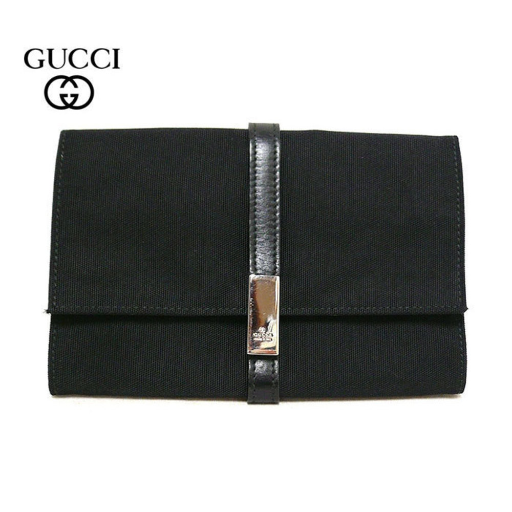 Gucci Nylon Leather Jewelry Pouch Black